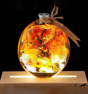  ◆間接照明と合わせると素敵◆ オレンジ ハーバリウム プリザーブドフラワー インテリアフラワー 花 生花 植物標本 贈り物 プレゼント
