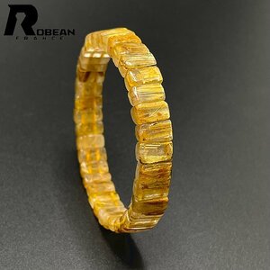 絶賛 EU製 定価8万円★ROBEAN・タイチンルチルバングル★黄金針水晶 ブレスレット パワーストーン 金運 お守り 9.1*4.9mm 1008J360