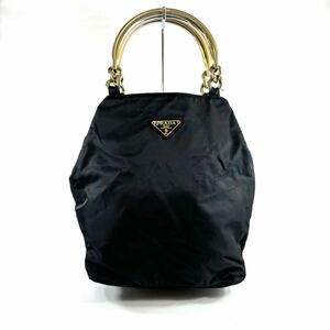 ☆1円スタート☆PRADA ナイロン ハンドバッグ トートバッグ プラダ メタルハンドル レディース ヴィンテージ 三角ロゴプレート RK