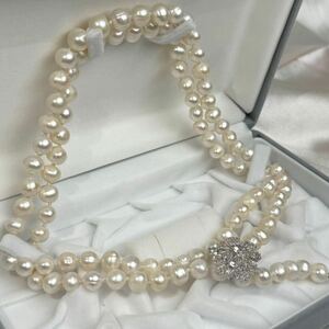 天然パールネックレス8mm 85cm 綺麗　本真珠 ネックレス