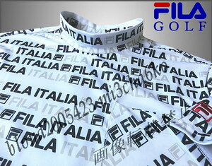 ■新品【FILA GOLF】フィラゴルフ COOL TOUCH接触冷感 全体飛びロゴ モックネック半袖シャツ■WH/3L(XXL)