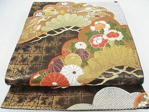 平和屋2◎六通柄袋帯　寿松小袖文　金糸　逸品　DAAA6597ya