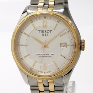 【中古】TISSOT パワーマティック メンズ 腕時計 裏スケ SS 自動巻き ホワイト文字盤 T108408A