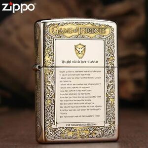 1円 未使用 氷と炎の歌 ライター ZIPPO 喫煙グッズ ジッポー 6面刻印 オイルライター 真鍮製 新品 