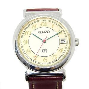 ケンゾー KENZO 腕時計 アナログ クォーツ 3針 カレンダー シルバー色 ベージュ KNA-2001 /MF ■OS ■SH メンズ