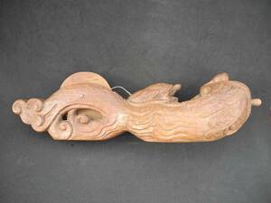 日本 古民具 古民芸 硬木彫刻鶴龜墨斗 置物　