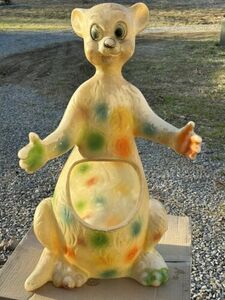 Vtg 1970s Sun Rubber Toy Box Chest Standing Kangaroo Blow Mold circus hamper 海外 即決