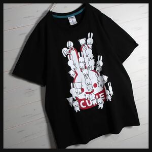 1円スタート cune 24周年 記念 Tシャツ 半袖 うさぎ ネコ ビッグロゴ 24匹 希少 かわいい