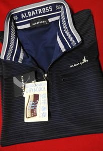 新品　ＡＬＢＡＴＲＯＳＳ　 半袖　ポロシャツ　Ｌ　紺　ハーフジップ　吸汗速乾　/ＰＡＰＡポロ　送３７０円