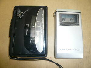 ■カセットテープレコーダー２個で！OLYMPUS PEARCORDER-R　UM-3X2、AIWA　TP-18　＃昭和レトロ＃当時物
