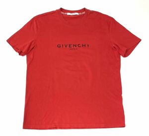 国内正規品 GIVENCHY ジバンシィ クルーネック 半袖 Tシャツ BM70K93002 メンズ サイズXL レッド ヴィンテージロゴ カットソー ジバンシー