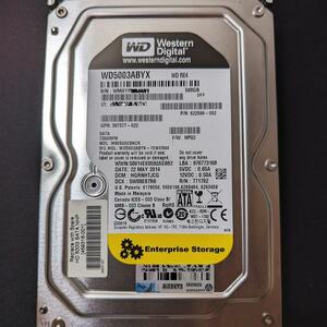 【動作確認済】HDD 500GB WD RE4 Enterprise Storage WD5003ABYX 中古 Western Digital SATA CMR 3.5インチ【送料込】