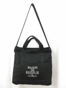 【Maison de Reefur メゾンドリーファー】 ロゴ刺繍 キャンバス トートバッグ ショルダーバッグ (レディース) ブラック●5LG2721●