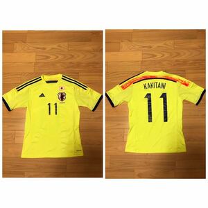 美品☆アディダス製／日本代表 JFA JAPAN #11 柿谷曜一朗選手 ユニフォーム メンズサイズM 日本国旗ワッペン付き climacool Tシャツ 正規品