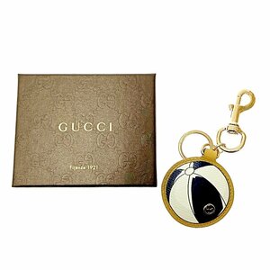 【箱付き】 GUCCI グッチ レザー ビーチボールモチーフ キーリング ブルー イエロー 181428 キーリング