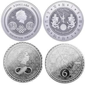 最新銀貨　2枚セット！　2020　2021 1 OZ TOKELAU CHRONOS .999 SILVER COIN BU 超綺麗！