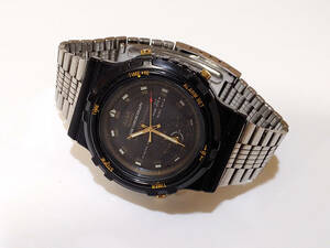 【 稼働中 】 SEIKO ALBA V600-6020 Alarm Chronograph Quartz Watch Rotating Function Bezel セイコー アルバ クオーツ クロノ 腕時計