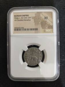 ローマ共和国　　フィリップ１世　244-249年　ダブルデナリウス銀貨　NGC XF