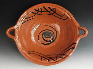 古民芸 ◆ メキシコ トナラ焼 馬の目文様 深皿
