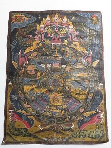 曼荼羅 明王 布 タンカ 彩色 肉筆 まくり 布本 仏教美術 チベット密教