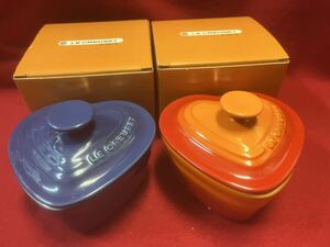 ルクルーゼ LE CREUSET ココット オレンジ ブルー耐熱容器プチラムカン　2個セット　未使用　保管品