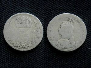 【イギリス】 3ペンス Pence 1891年 ヴィクトリア女王 銀貨