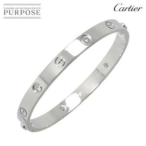 カルティエ Cartier ラブ ブレス ハーフ ダイヤ 4P #17 K18 WG 750 ブレスレット バングル Love Bracelet【証明書付き】 90229055