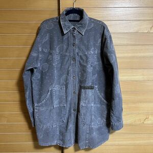 長袖シャツ Longshirts 貝殻柄 GRY グレー オーバーサイズ 古着 vintage