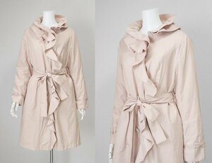 ● GALLERY VISCONTI ◆ フリル 中綿 コート 3 ピンク トレンチ スプリングコート ベルト付き ギャラリービスコンティ ◆GG11