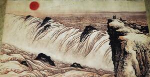 珍品旧蔵 清代 中国古画作者 【関山の月 長河頌 万里の長江はこんなに甘やかされている 】 国画 中国古美術 時代物 
