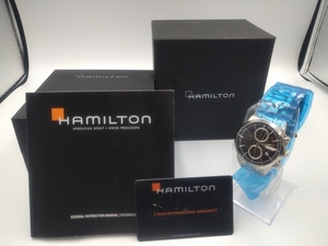 未使用品 Hamilton/ハミルトン レイルロード クロノグラフ H406560 裏スケルトン 腕時計 オートマ 自動巻き