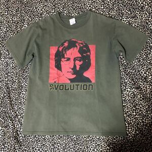 ジョンレノン Revolution Evolution Tシャツ Lサイズ グリーン系 John Lennon