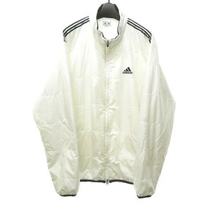 アディダス adidas 大きいサイズ 中綿 ジャケット ブルゾン ロゴ 刺繍 白 ホワイト O/XG 約XL 0602 ECM メンズ