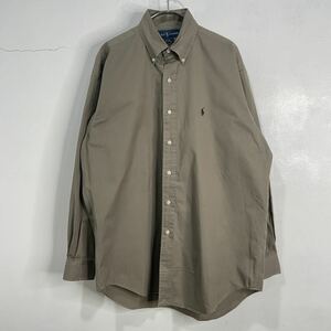 送料無料☆RalphLauren☆90s☆BLAKE☆ボタンダウン長袖シャツ☆カーキ☆M