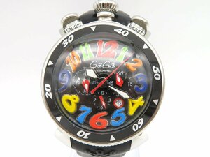 1円◆稼働◆ ガガミラノ MM48 ブラック クオーツ メンズ 腕時計 M38802