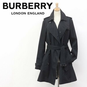 ◆BURBERRY LONDON/バーバリー ロンドン ウエストベルト付 コットン混 スプリング トレンチ コート ブラック