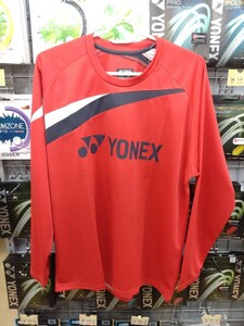 【16665Y（651）O】YONEX　ユニロングスリーブTシャツ　スカーレット Oサイズ 新品 未使用 タグ付 バドミントン　2023モデル　展示会限定