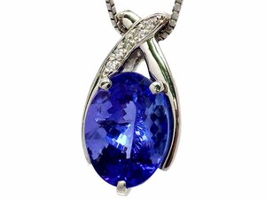 タンザナイト ダイヤモンド ネックレス Pt900/850 10.0g 45cm GRJソーティング付き　Tanzanite4.87ct Dia0.04ct Necklace