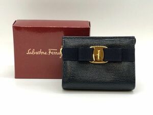 Salvatore Ferragamo フェラガモ 223057 ヴァラリボン リザード型押しレザー シガレットケース ポーチ 小物入れ