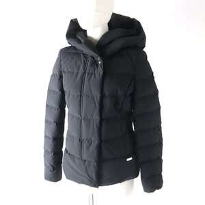 極美品 WOOLRICH ウールリッチ 22AW WWOU0764 PUFFY PRESCOTT フード・ロゴプレート・ロゴボタン付 ダウンジャケット 黒 XS 正規品