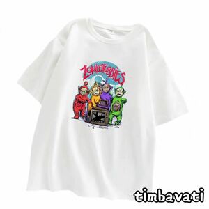 ☆新品未使用☆【テレタビーズ】ゾンビ パロディTシャツ ホワイト　ゾンビタビーズ　XLサイズ