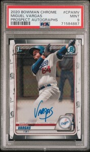 ②〈PSA 9〉2020 BOWMAN CHROME□MIGUEL VARGAS 1st AUTO 直筆サインカード Los Angels Dodgers