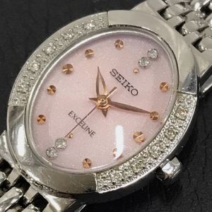 セイコー エクセリーヌ ダイヤベゼル ソーラー 腕時計 v117-0av0 レディース 未稼働品 純正ブレス SEIKO