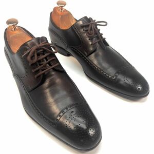 GUCCI グッチ　ビジネスシューズ　革靴　メダリオン　GG 39 1/2 24.5cm メンズ　靴　シューズ　ダークブラウン