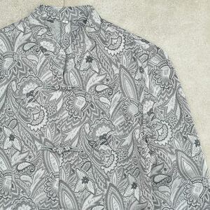 Botanical pattern gobelin china shirtレディース M相当 ボタニカル柄 ゴブラン チャイナシャツ 総柄 タペストリ