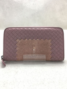 BOTTEGA VENETA◆長財布/レザー/PNK/レディース