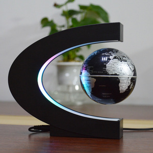 CSN537#創意満々★地球儀 面白 磁気浮上 360°自動回転 LEDライト 浮くライト 世界地図 オフィス 置物 おもしろ 雑貨 プレゼント 飾り ブラ