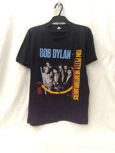 [80s] BOB DYLAN TOM PETTY THE HEARTBREAKERS ボブディラン バンT 半袖Tシャツ 黒 ブラック L ヴィンテージ 古着 店舗受取可