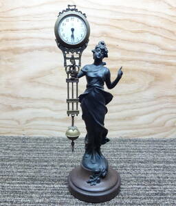 JUNGHANS ユンハンス ドイツ製 総体振り 置時計 振り子時計 ブロンズ像 女神 女性 置物 動作不明 