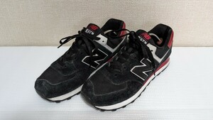 New Balance 574 28cm 中古 黒赤